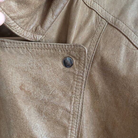 Vintage 80s Brown Paper bag Leather Jacket - Picture 3 of 14
